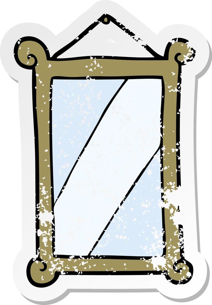 distressed sticker of a cartoon mirror vector