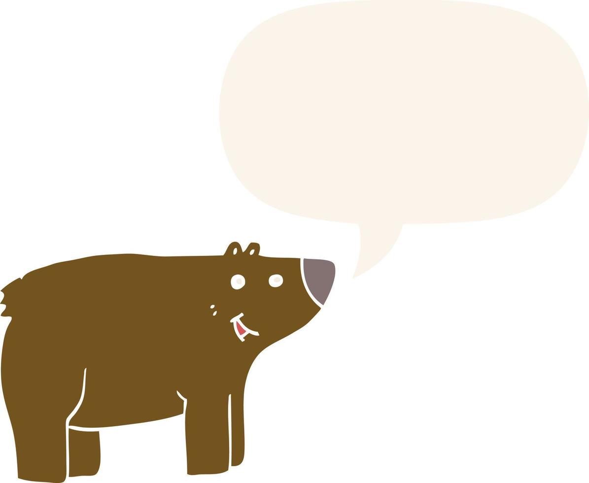 cartoon bear and speech bubble in retro style vector