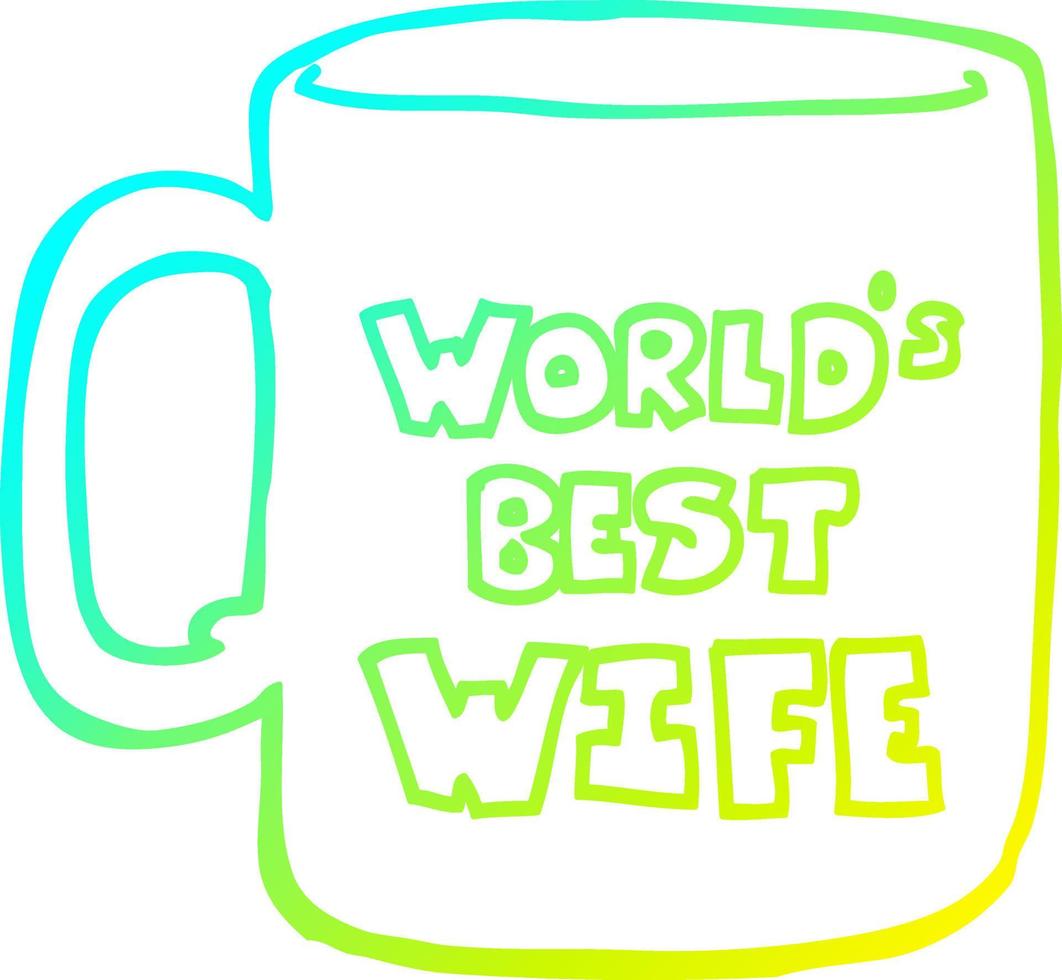 cold gradient line drawing worlds best wife mug vector