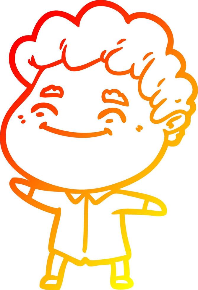 warm gradient line drawing cartoon friendly man vector