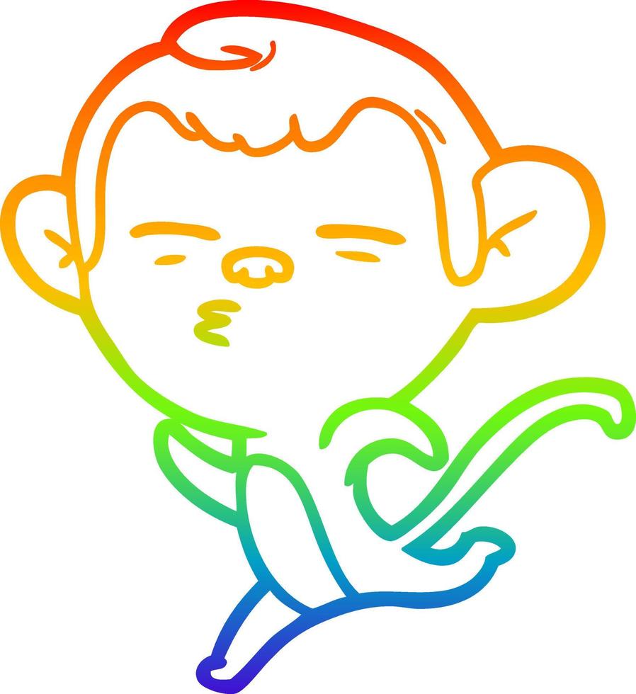 arco iris gradiente línea dibujo dibujos animados mono sospechoso vector