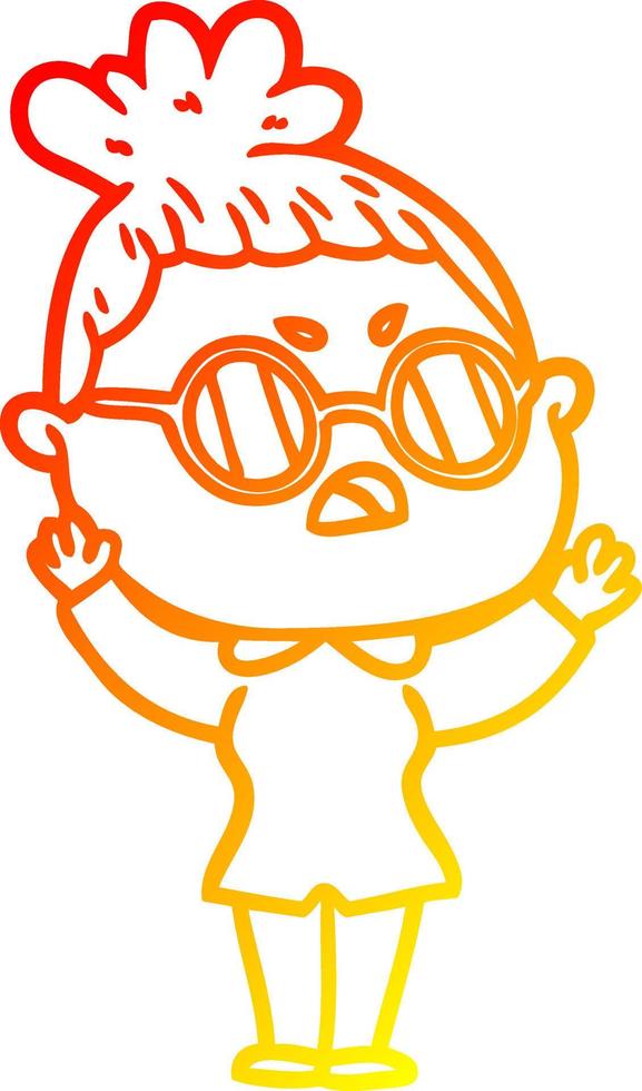 warm gradient line drawing cartoon annoyed woman vector