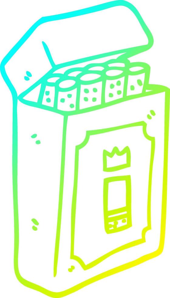 cold gradient line drawing cartoon pack of cigarettes vector