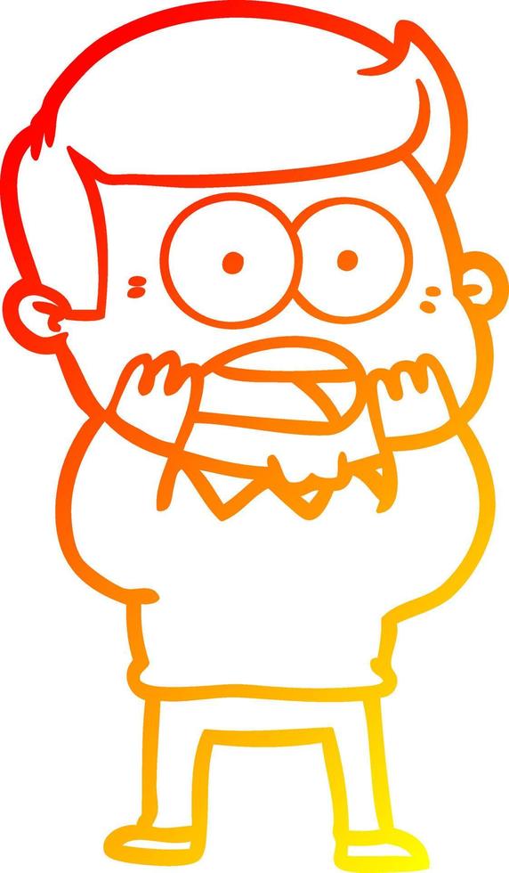 warm gradient line drawing cartoon shocked man vector