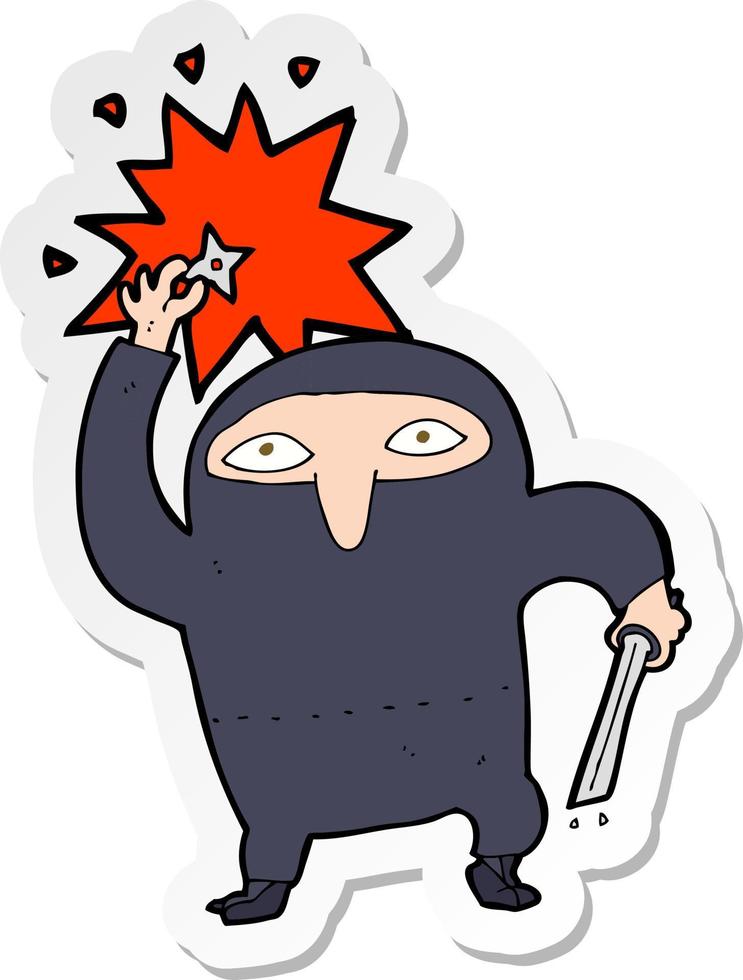 sticker of a cartoon ninja vector