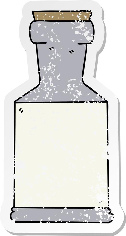 distressed sticker of a quirky hand drawn cartoon potion bottle vector