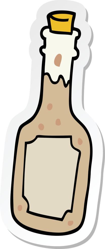 sticker of a cartoon beer bottle vector