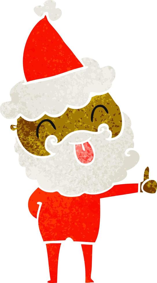 hombre con barba sacando la lengua con sombrero de santa vector