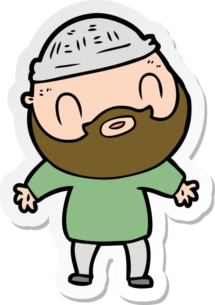 sticker of a cartoon bearded man vector