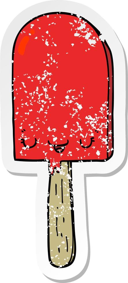 distressed sticker of a cartoon ice lolly vector