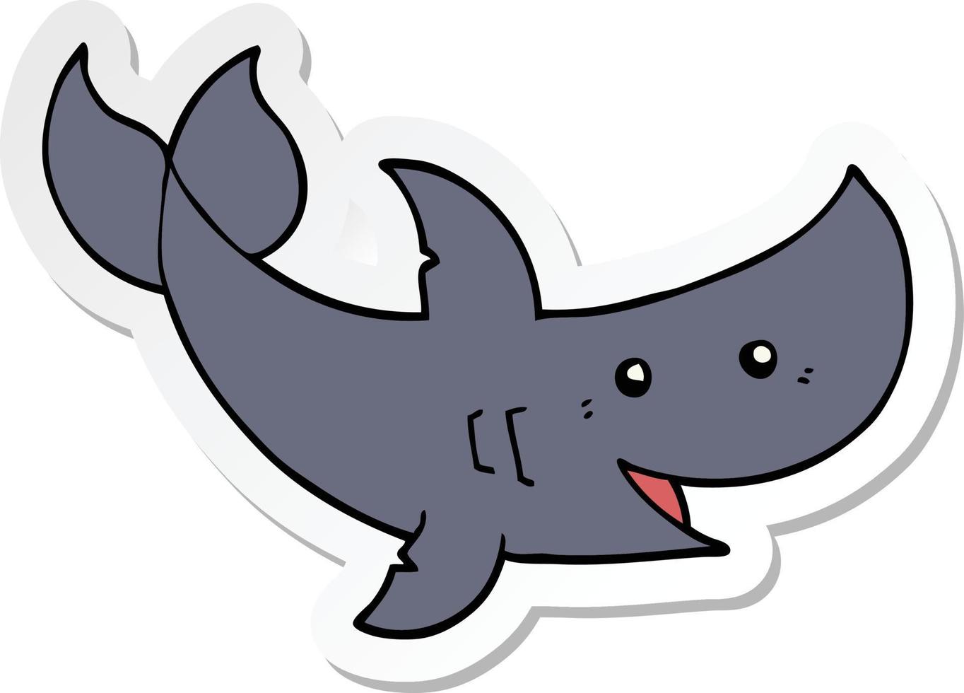 sticker of a cartoon shark vector