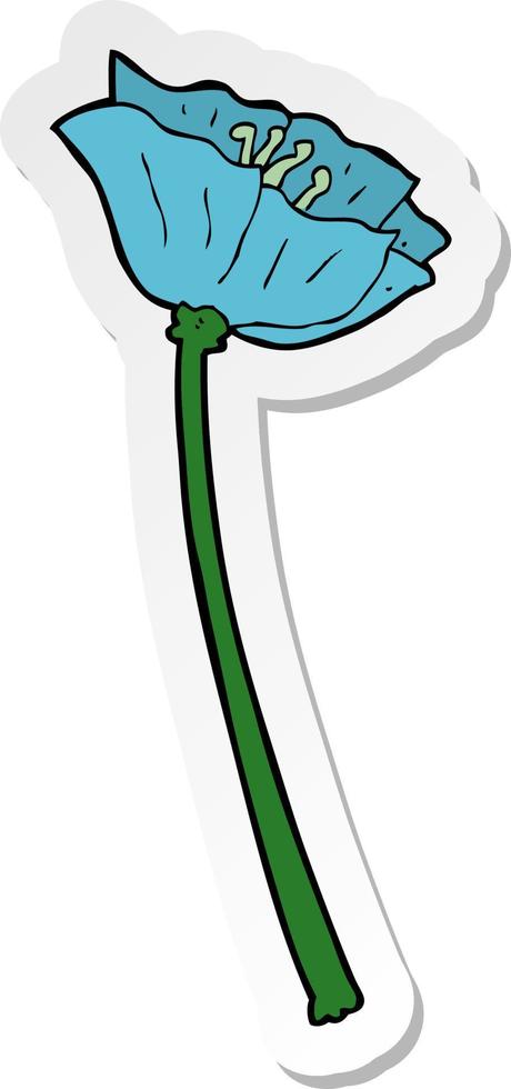 sticker of a cartoon flower vector
