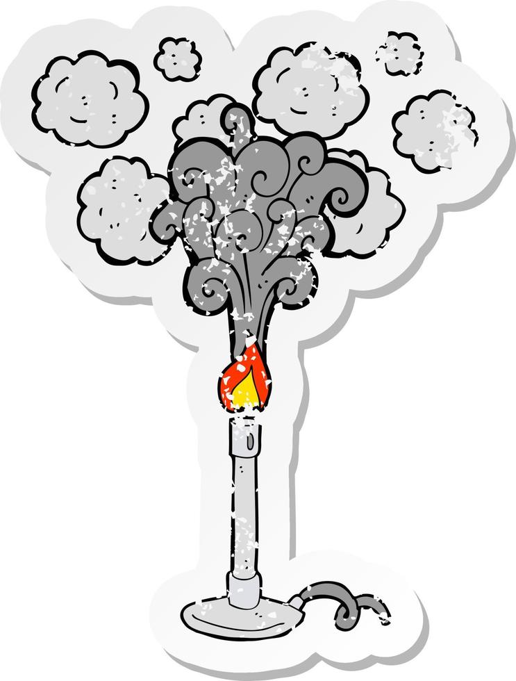 retro distressed sticker of a cartoon bunsen burner vector