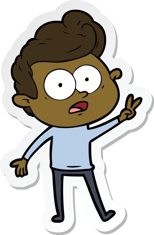 sticker of a cartoon staring man vector