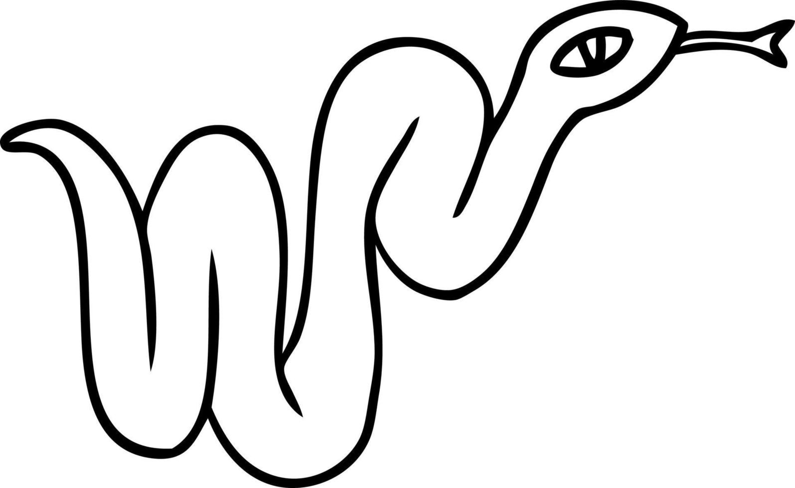 garabato de dibujo lineal de una serpiente de jardín vector