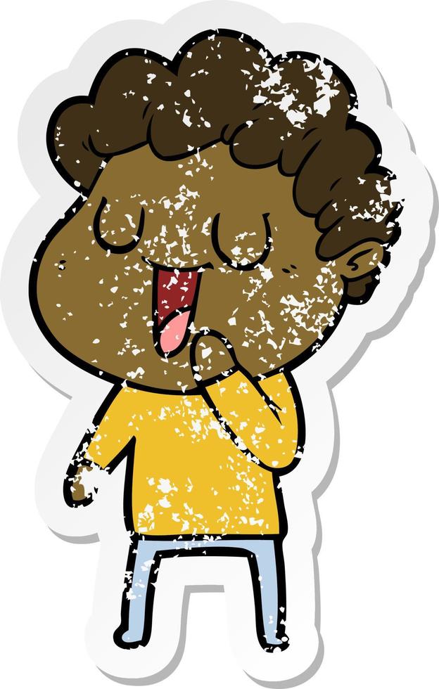 distressed sticker of a laughing cartoon man vector