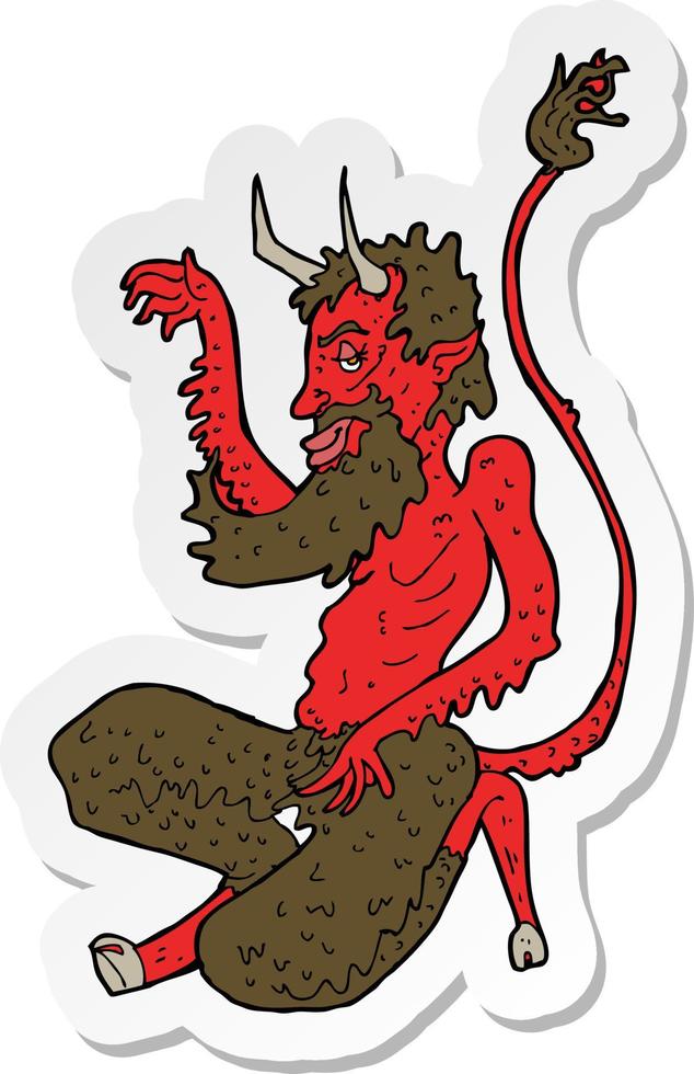 sticker of a cartoon traditional devil vector