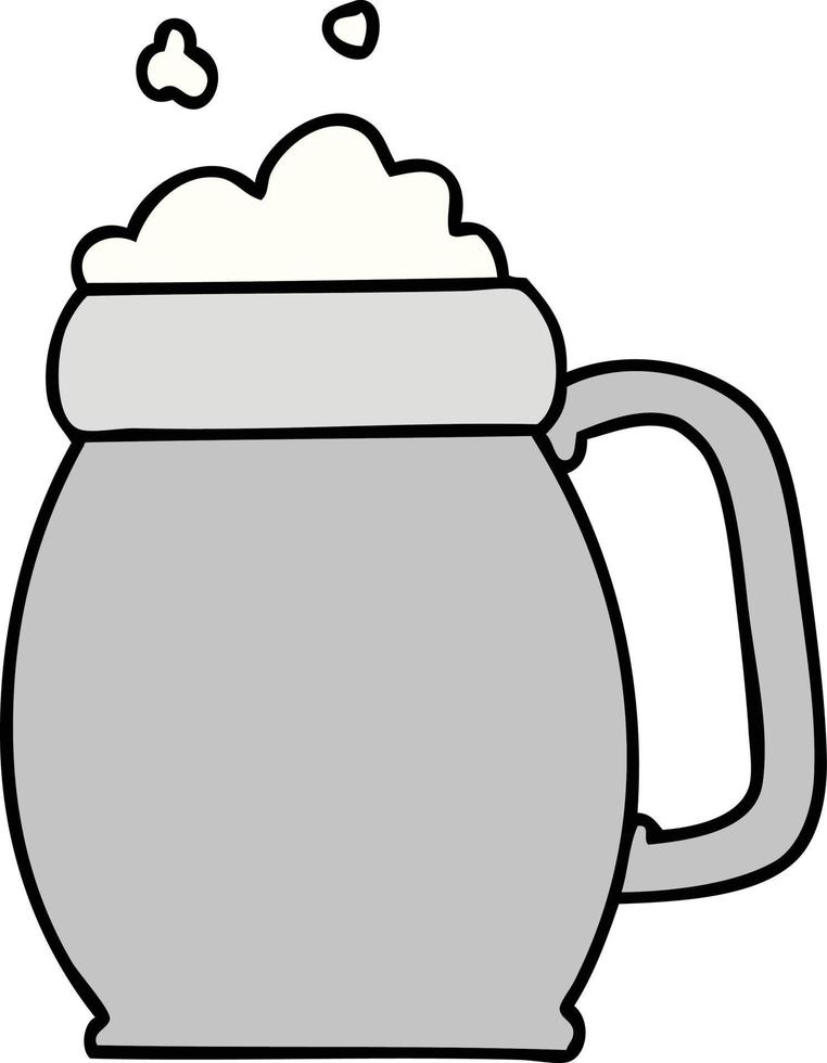 quirky hand drawn cartoon pint of beer vector