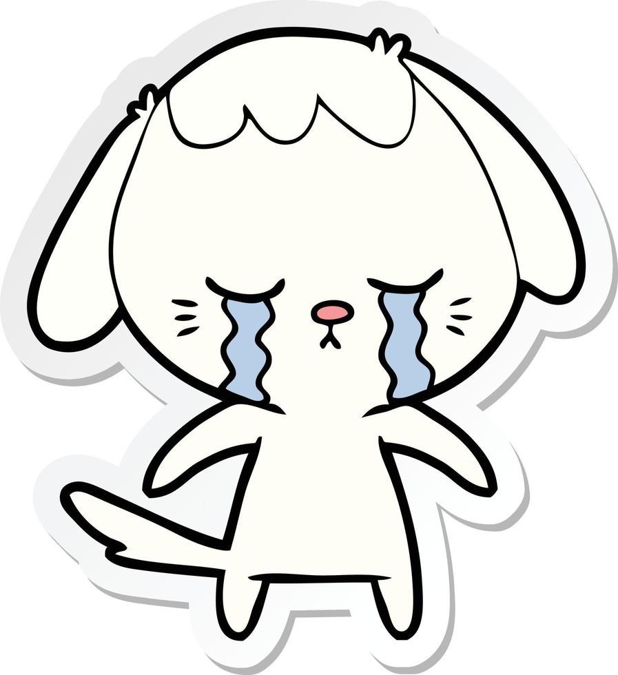 sticker of a cartoon crying dog vector