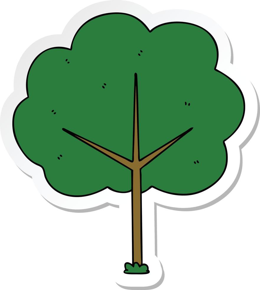 pegatina de un peculiar árbol de dibujos animados dibujados a mano vector