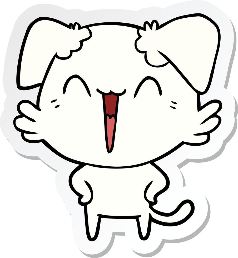 sticker of a happy little dog cartoon vector