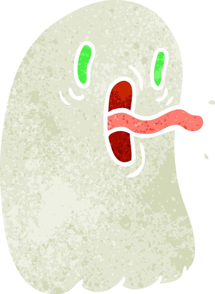 retro cartoon of kawaii scary ghost vector