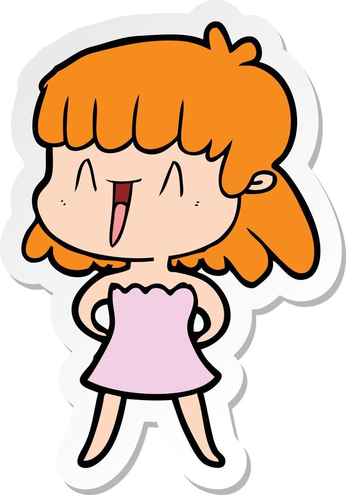 sticker of a cartoon woman vector