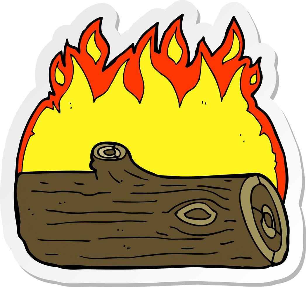 sticker of a cartoon burning log vector