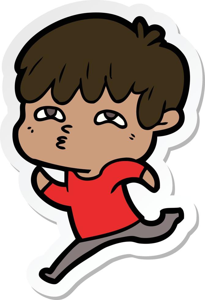 sticker of a cartoon curious man vector