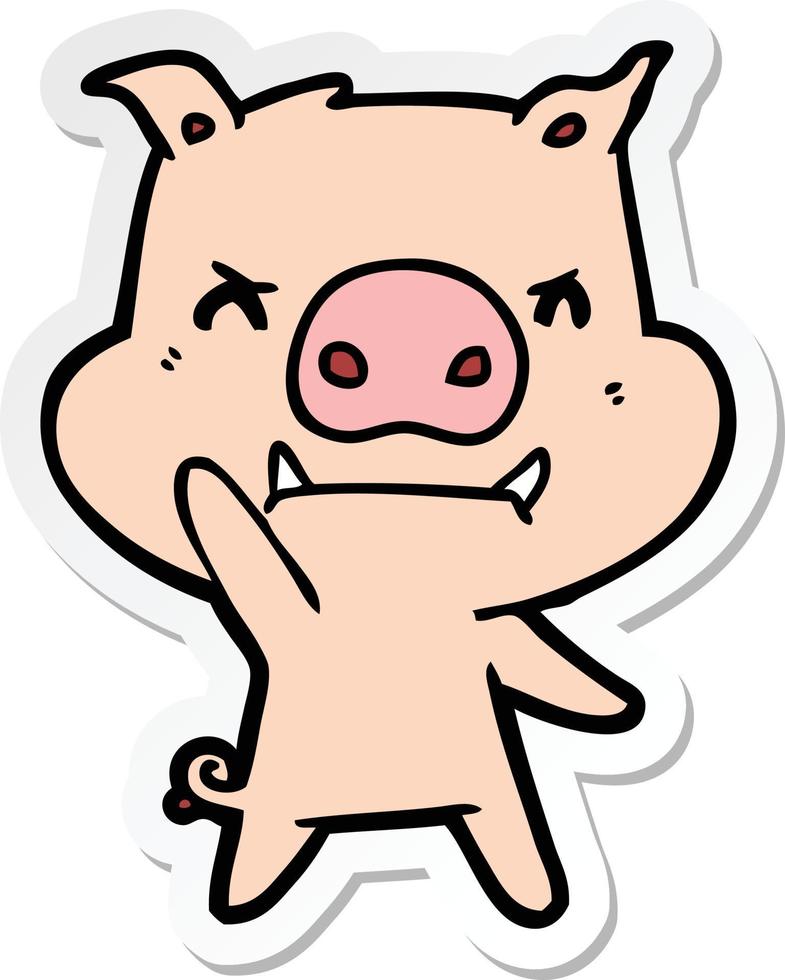 sticker of a angry cartoon pig vector