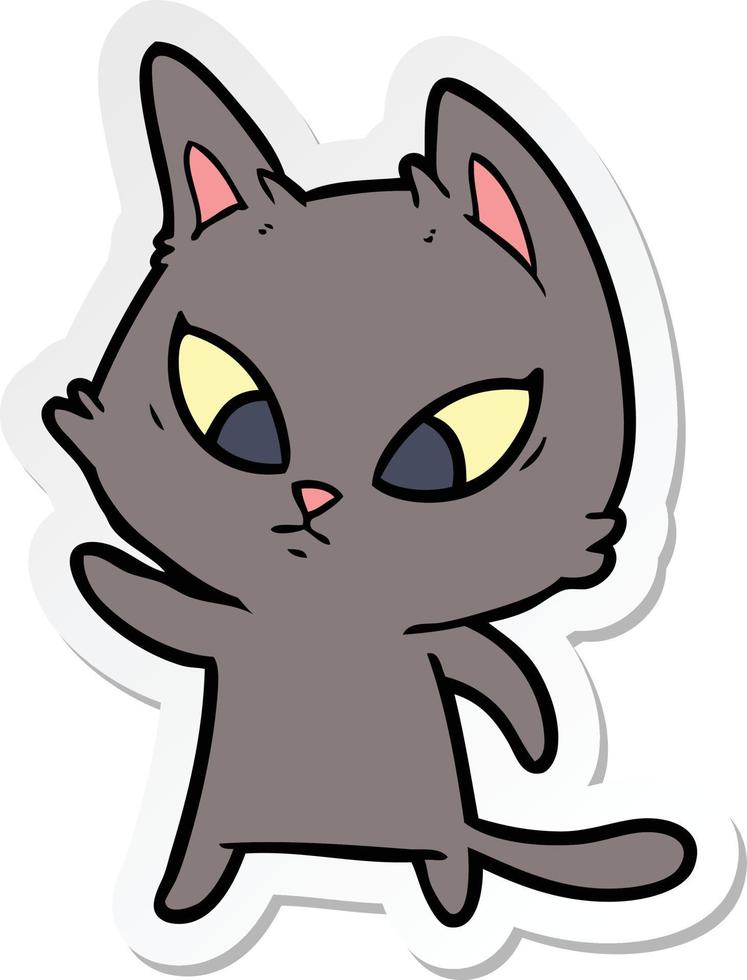 sticker of a confused cartoon cat vector