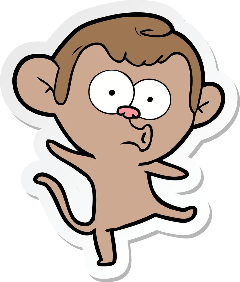 sticker of a cartoon surprised monkey vector