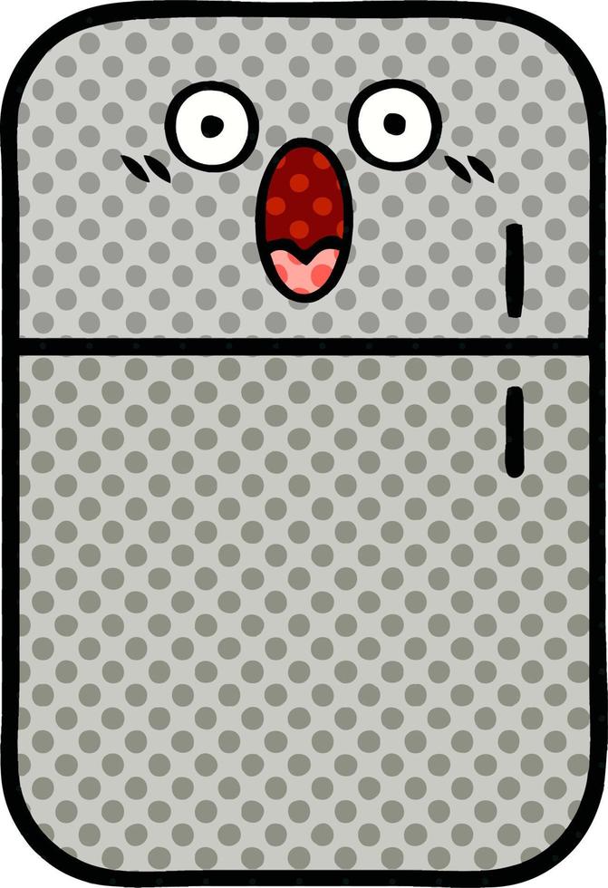 comic book style cartoon fridge freezer vector