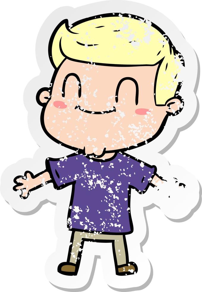 distressed sticker of a cartoon friendly man vector