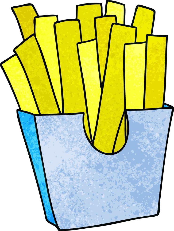 quirky hand drawn cartoon french fries vector