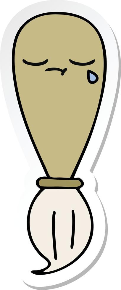 sticker of a cute cartoon paint brush vector