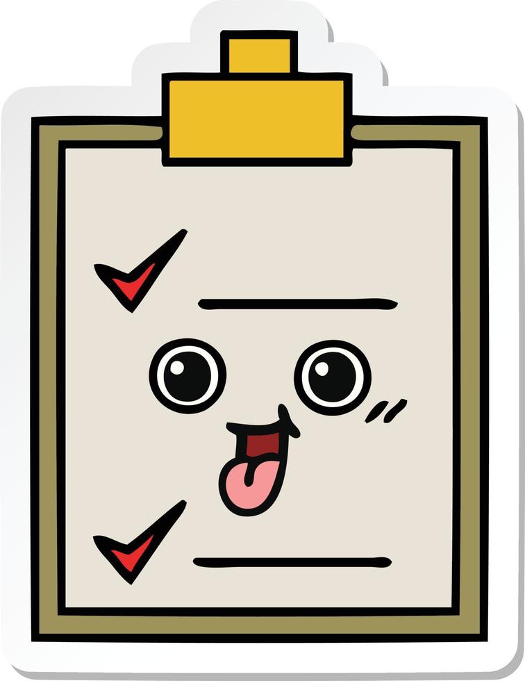 sticker of a cute cartoon check list vector