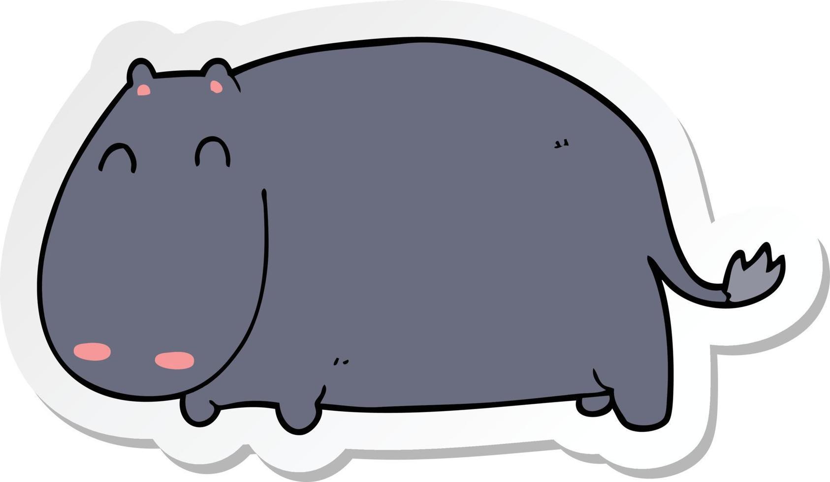 sticker of a cartoon hippo vector