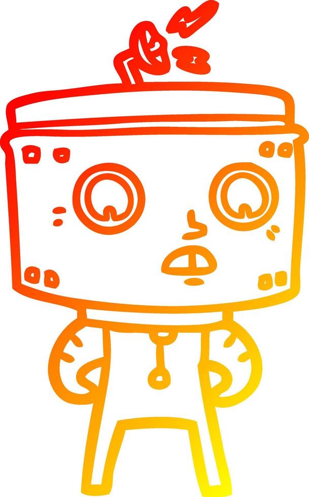 warm gradient line drawing cartoon robot vector