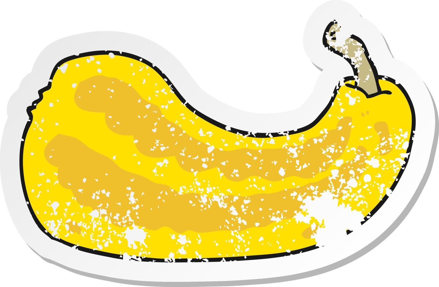 distressed sticker of a cartoon squash vector