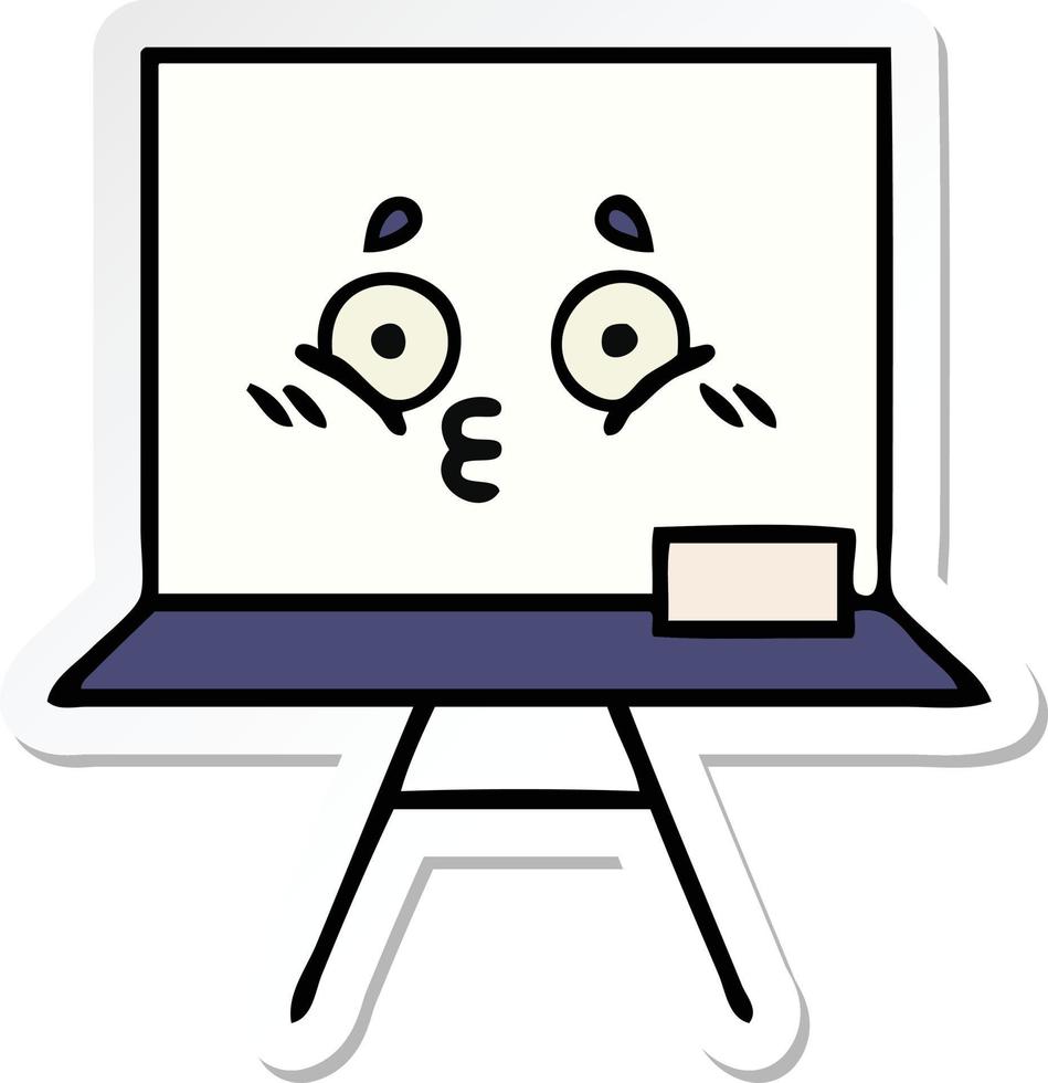 sticker of a cute cartoon white board vector