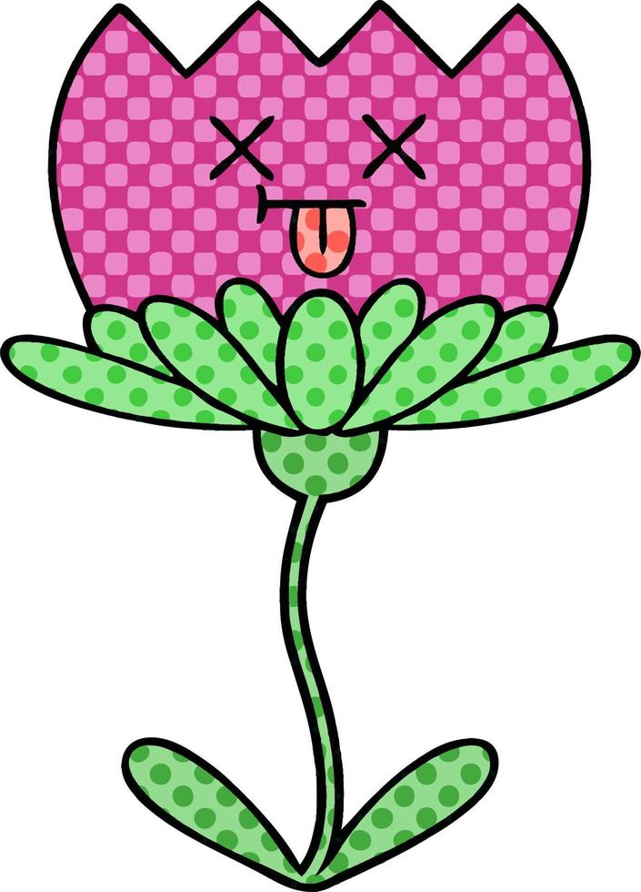 comic book style cartoon flower vector