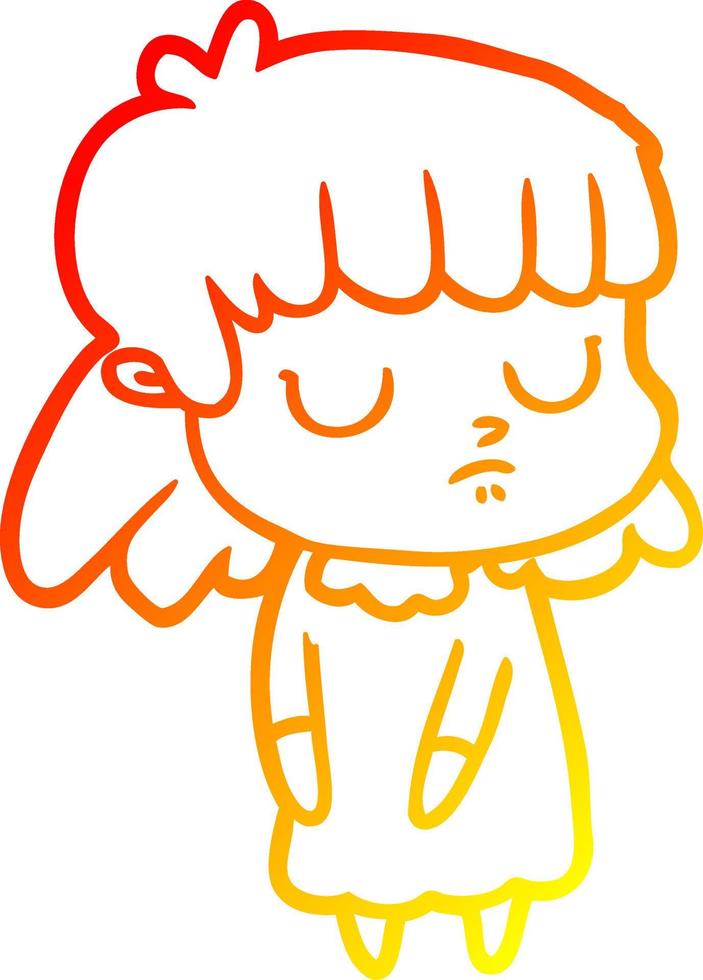warm gradient line drawing cartoon indifferent woman vector