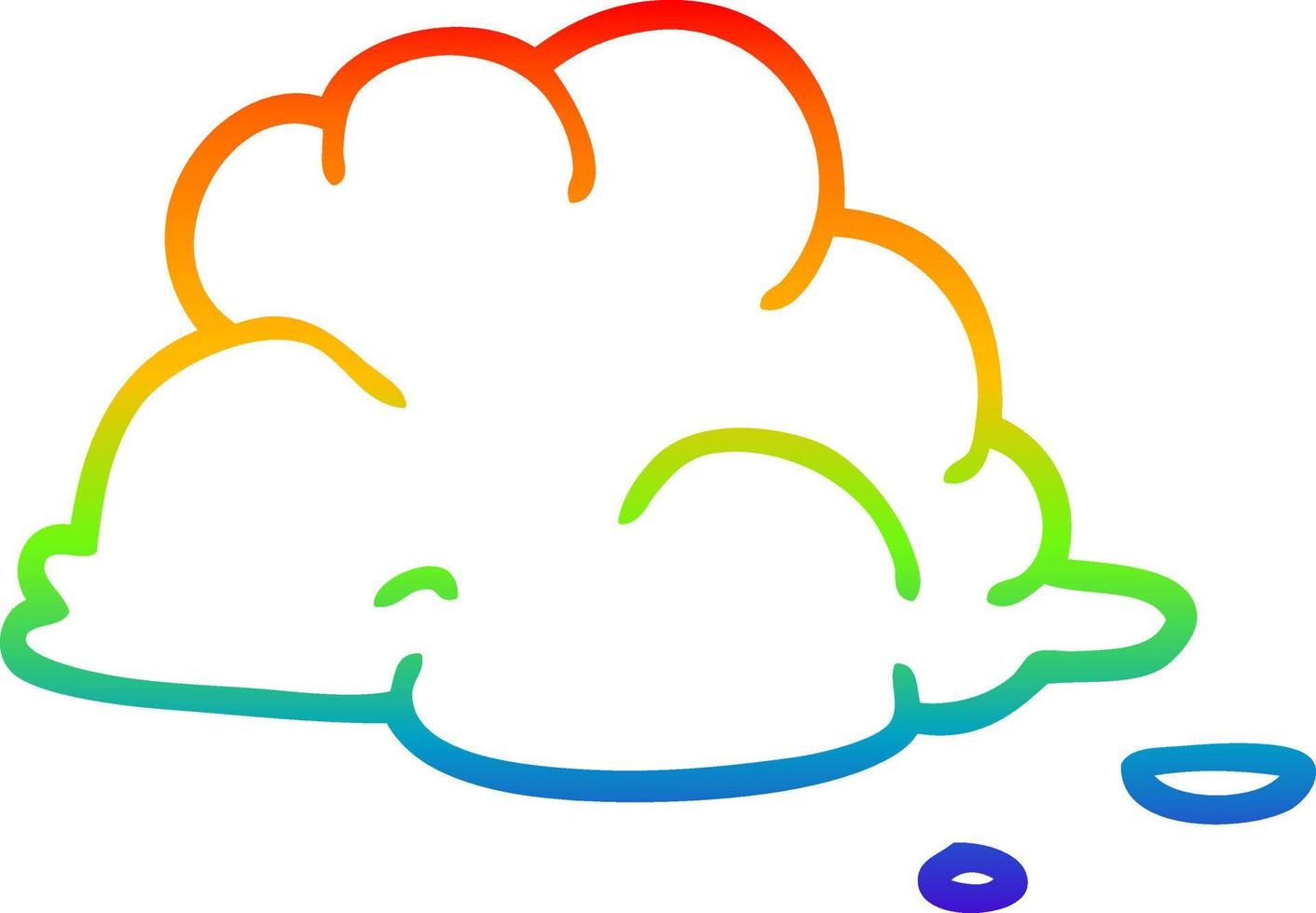 dibujo de línea de gradiente de arco iris nubes blancas esponjosas de dibujos animados vector