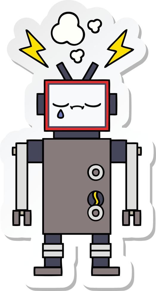 sticker of a cute cartoon robot vector