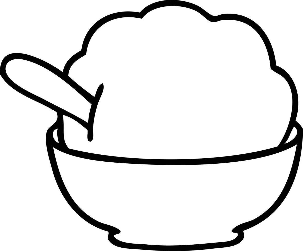 quirky line drawing cartoon ice cream bowl vector