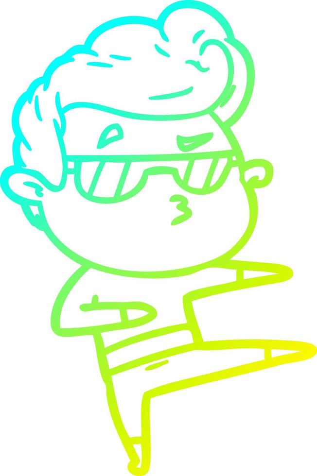cold gradient line drawing cartoon cool guy vector