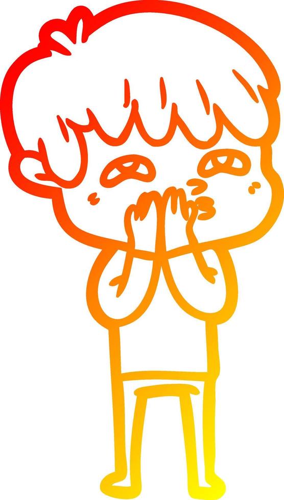 warm gradient line drawing cartoon curious man vector