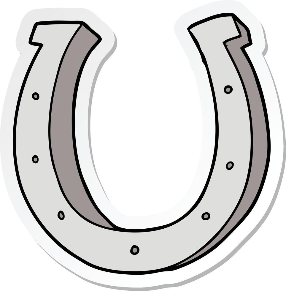 sticker of a cartoon iron horse shoe vector