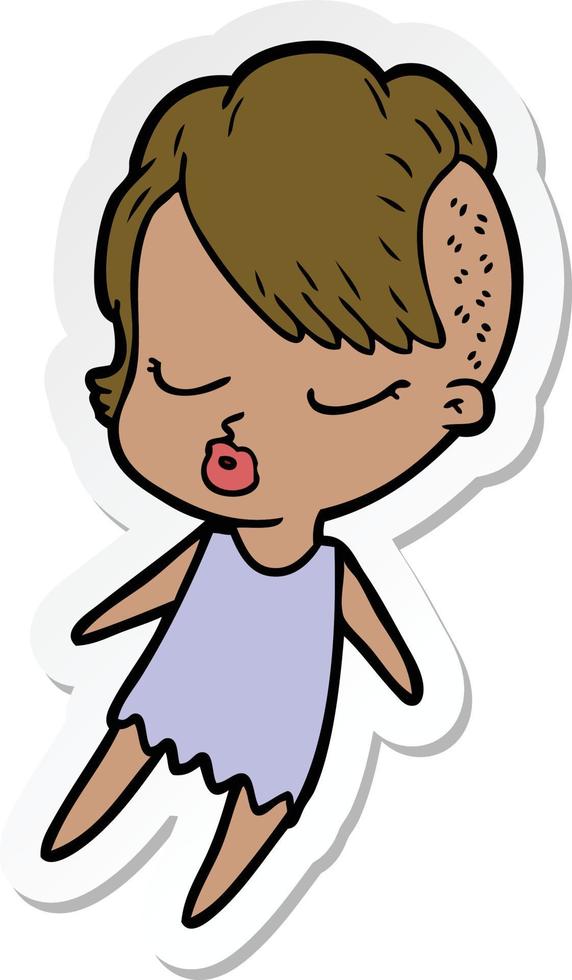 sticker of a cartoon pretty hipster girl vector